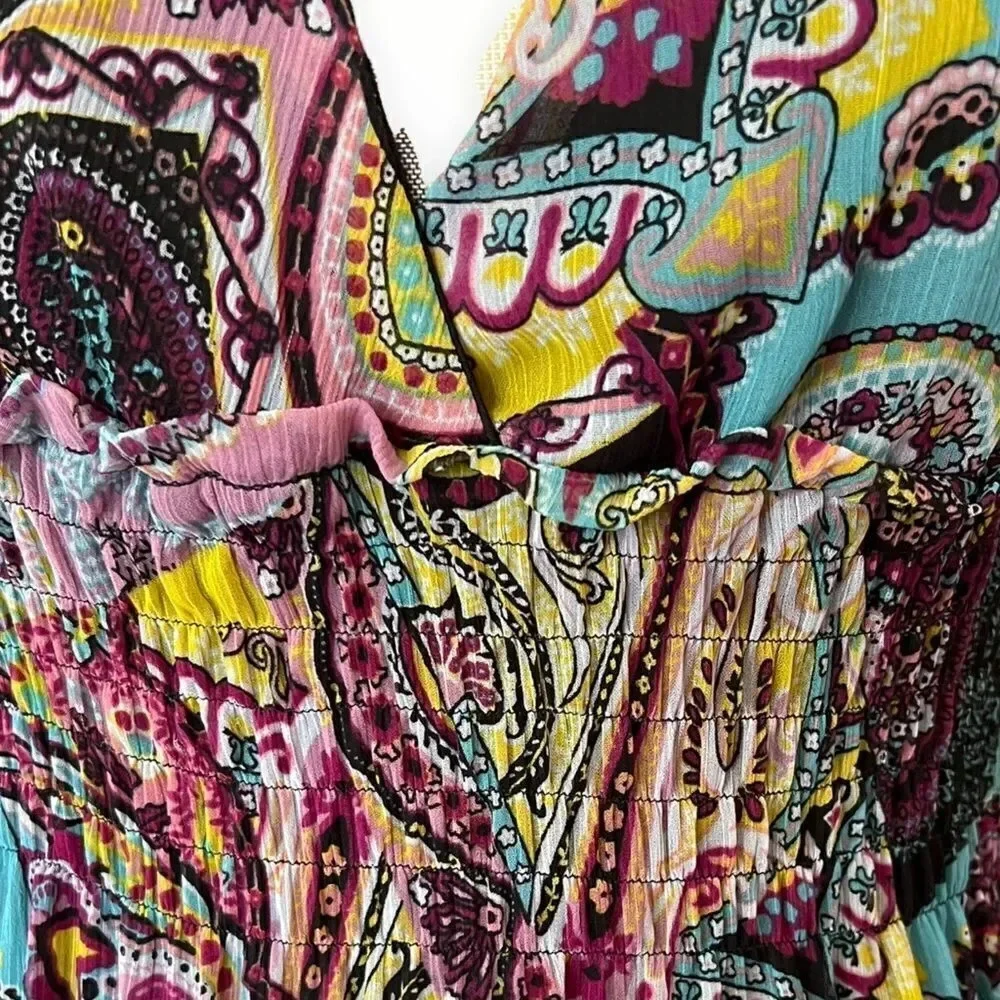 STUDIO F | Multicolored | Halter Smocked Waist Printed Dress - Picture 3 of 13